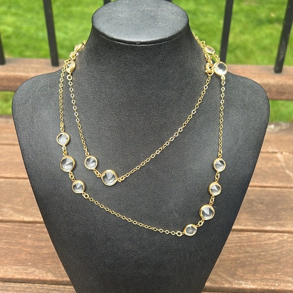 J. Crew Necklace Gold and Crystal Elegant Jeweled 36” - Picture 7 of 7